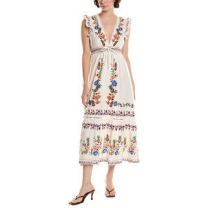 Reveriee Womens  Midi Dress, Beige